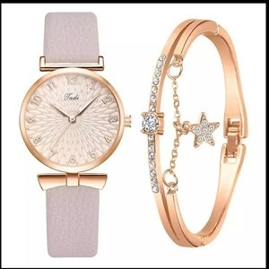 Women Watches Bracelet Set Flowers Ladies Bracelet
